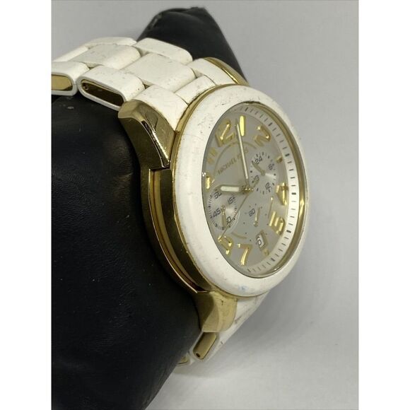 Michael Kors Mercer MK-5889 Womens White Silicone Analog Dial Quartz Watch VK426 - Picture 5 of 12